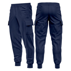 Mens Cargo Fleece Cuffed Slim Fit Track Pants - Light Blue - front and back view