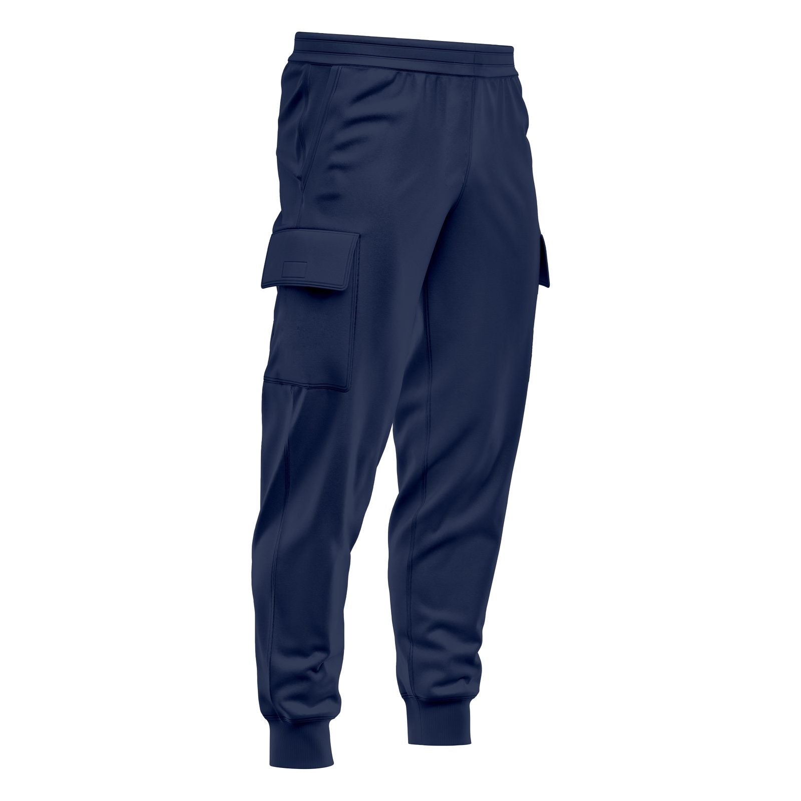 Mens Cargo Fleece Cuffed Slim Fit Track Pants - Light Blue - front view close-up