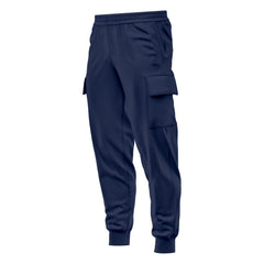 Mens Cargo Fleece Cuffed Slim Fit Track Pants - Light Blue - front view