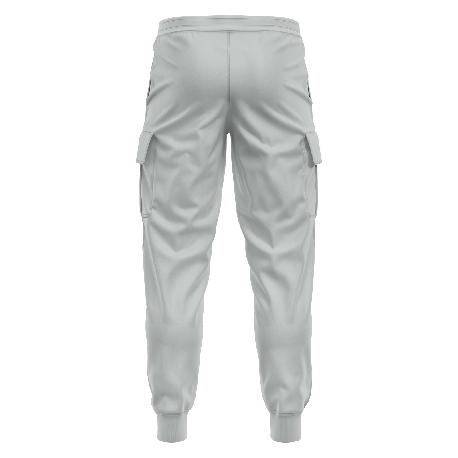 Mens Cargo Fleece Cuffed Slim Fit Track Pants - Light Grey - back view close-up