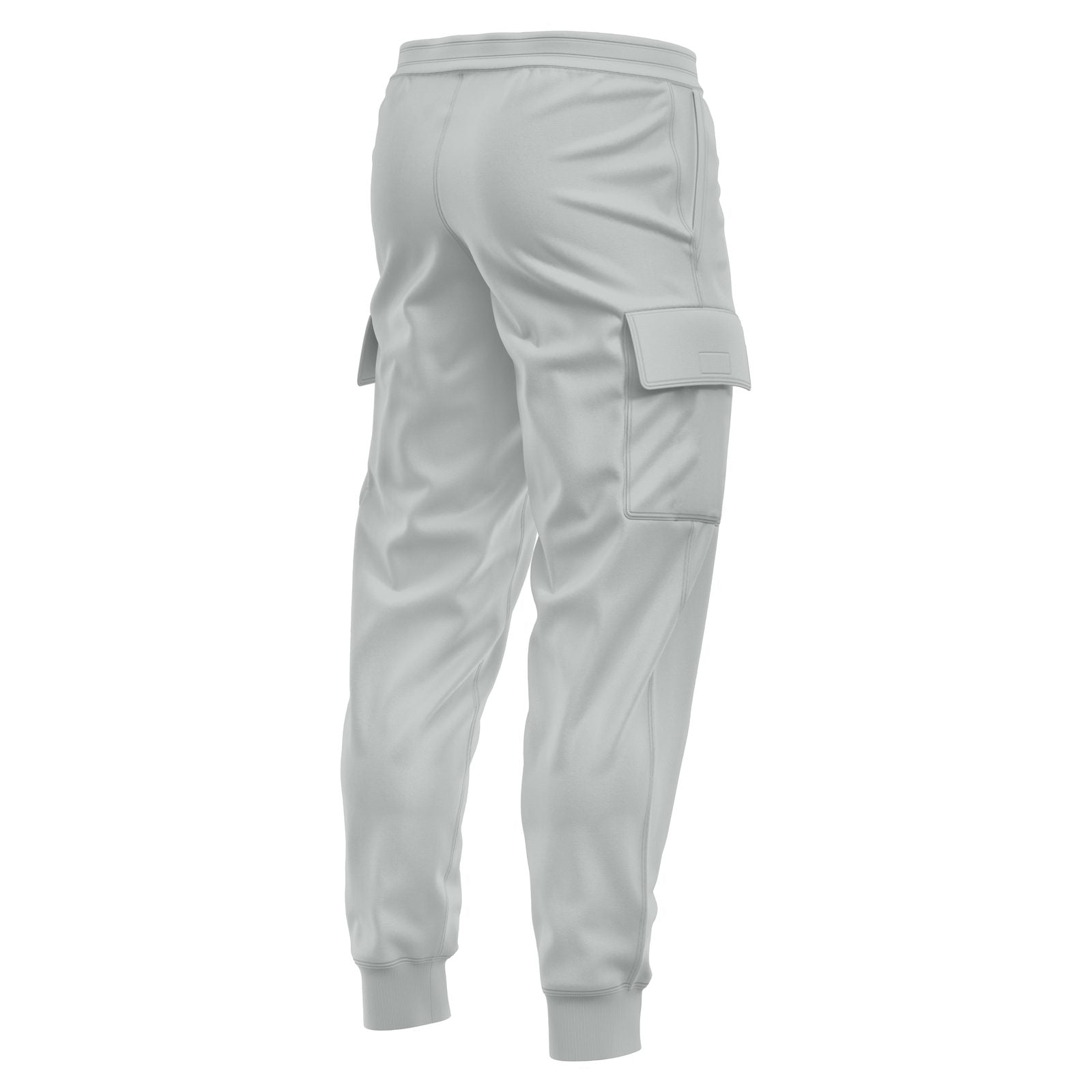 Mens Cargo Fleece Cuffed Slim Fit Track Pants - Light Grey - back view