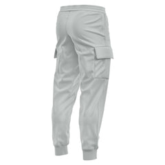 Mens Cargo Fleece Cuffed Slim Fit Track Pants - Light Grey - back view