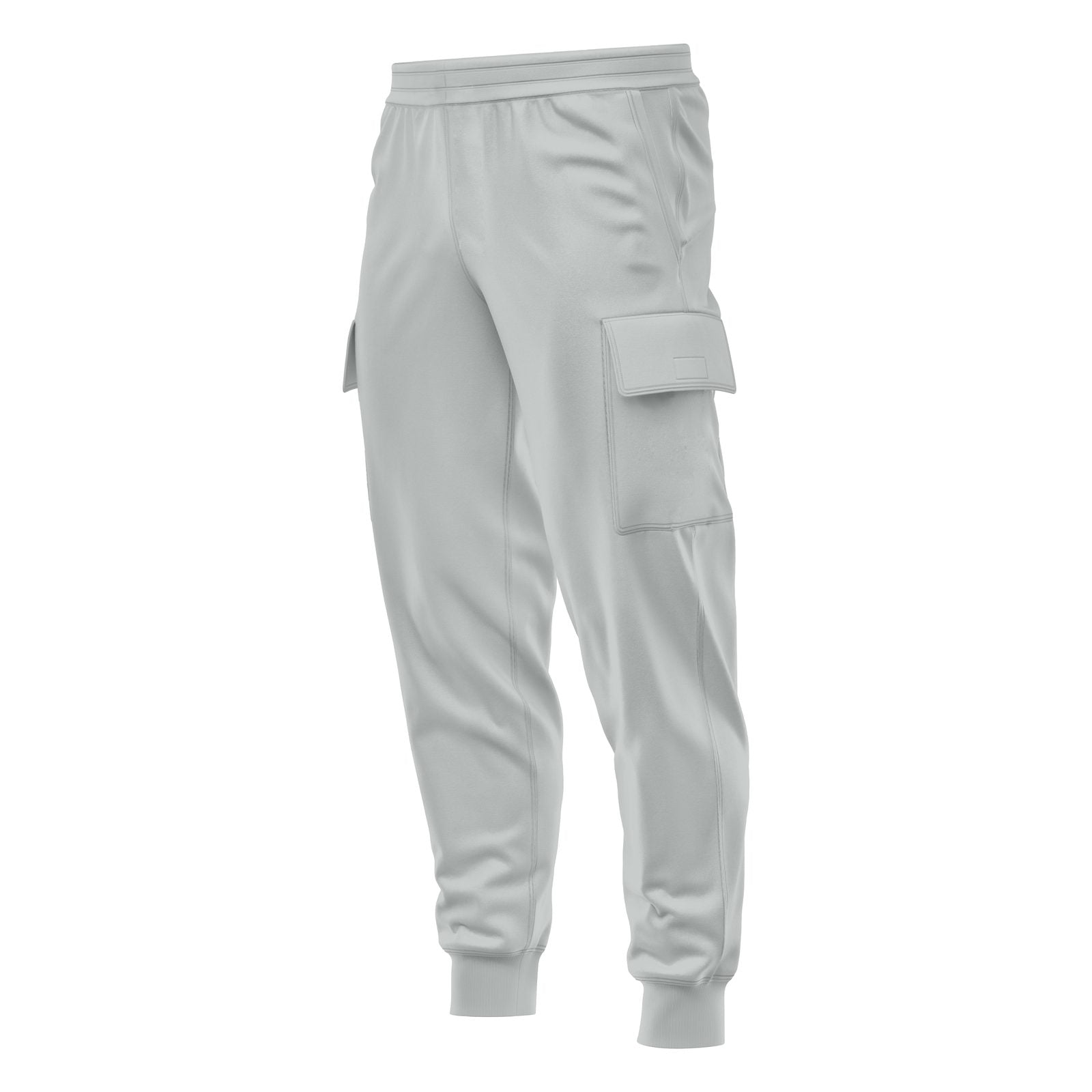 Mens Cargo Fleece Cuffed Slim Fit Track Pants - Light Grey - front view