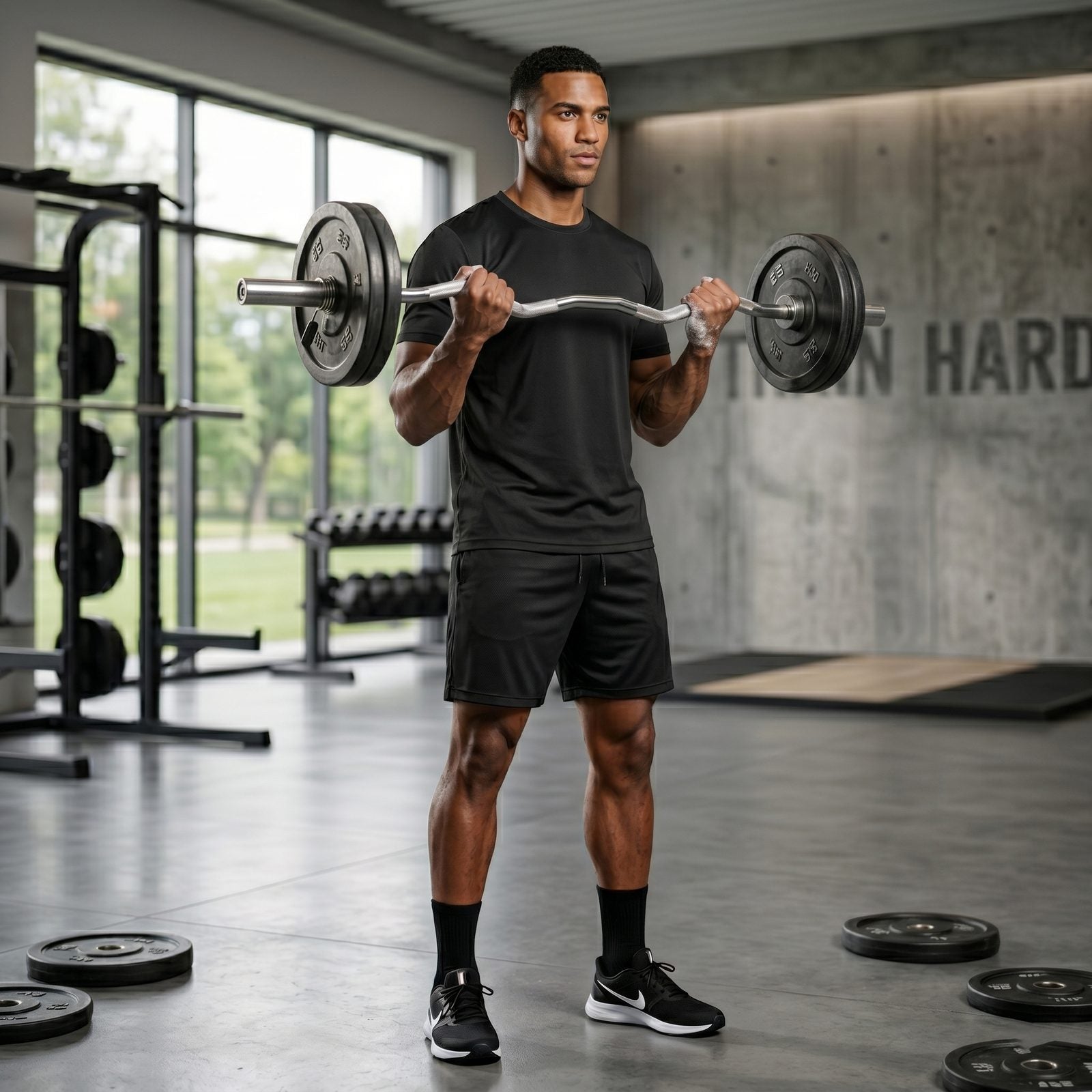 Mens Gym Set T-Shirt & Shorts - Black TORO ACTIVA