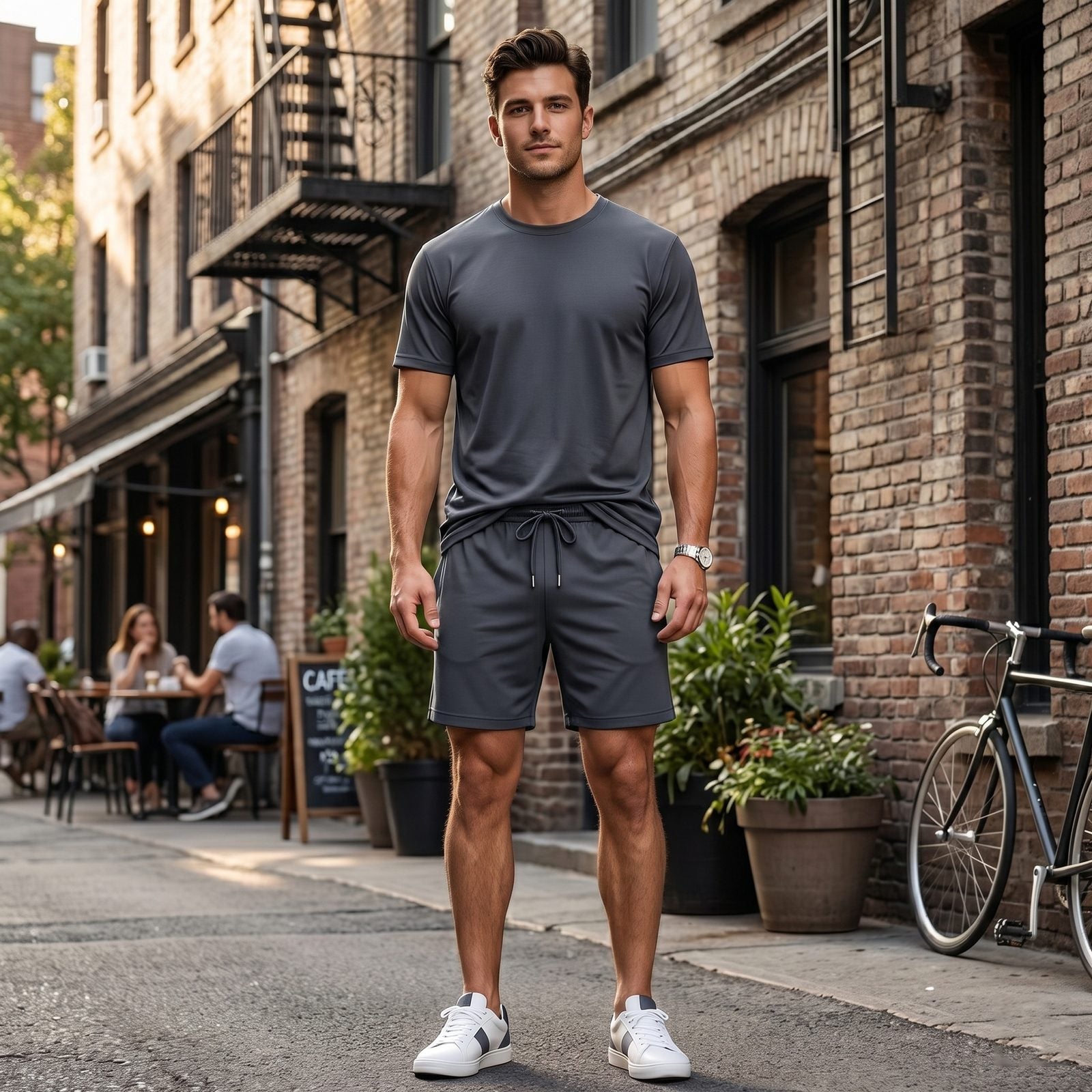 Mens Gym Set T-Shirt & Shorts - Grey TORO ACTIVA