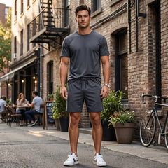Mens Gym Set T-Shirt & Shorts - Grey TORO ACTIVA
