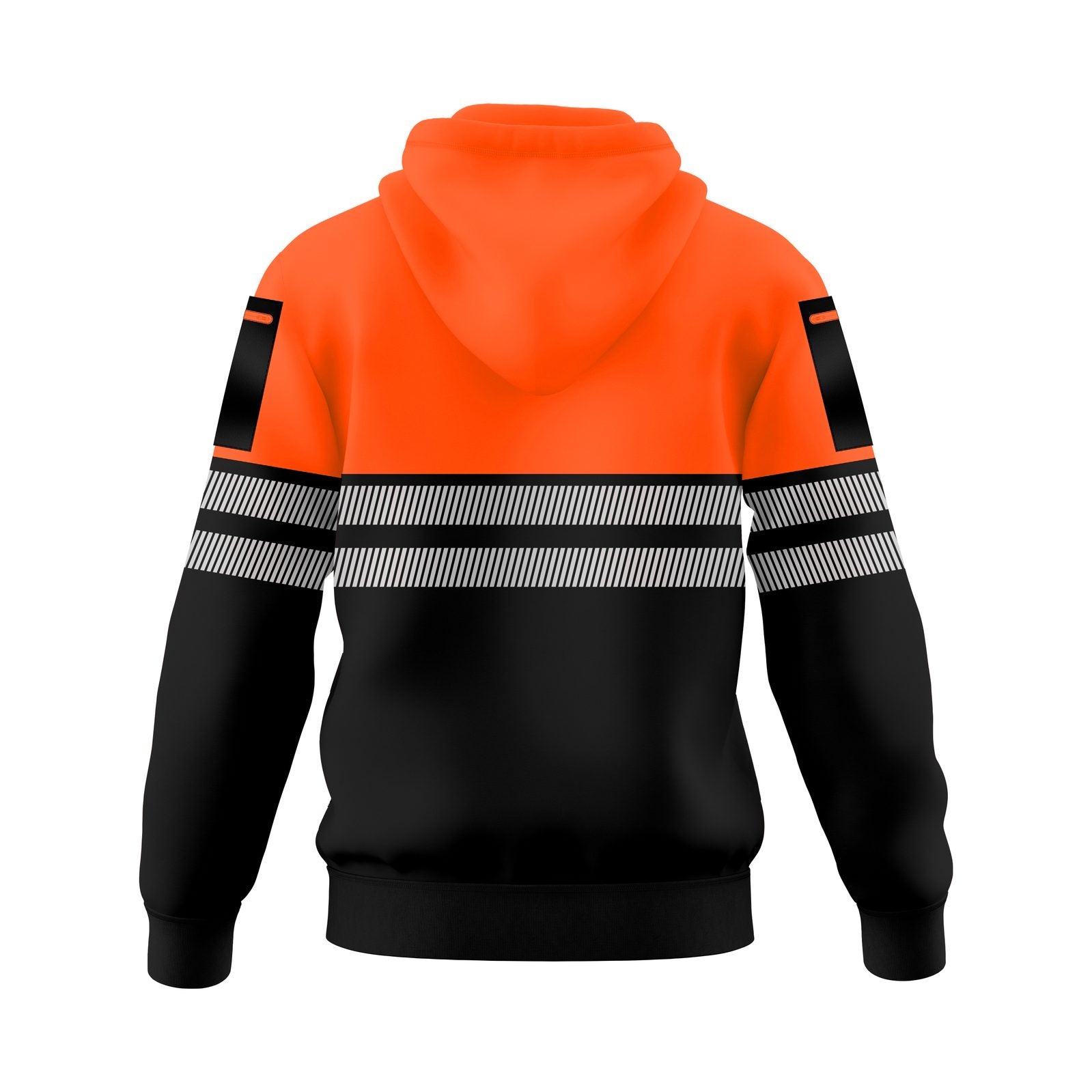 Mens Hi-Vis Hoodie with Reflective Tape - Orange/Black - reflective tape detail