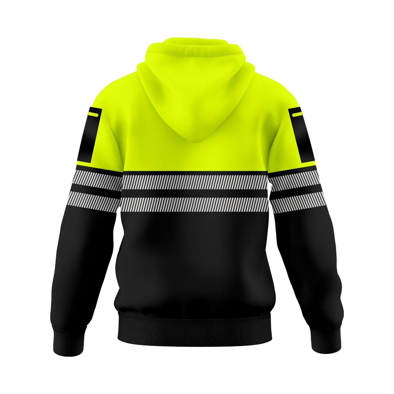 Mens Hi-Vis Hoodie with Reflective Tape - Yellow/Black - reflective tape detail