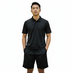 Mens Performance Polo & Shorts Set - Black TORO ACTIVA