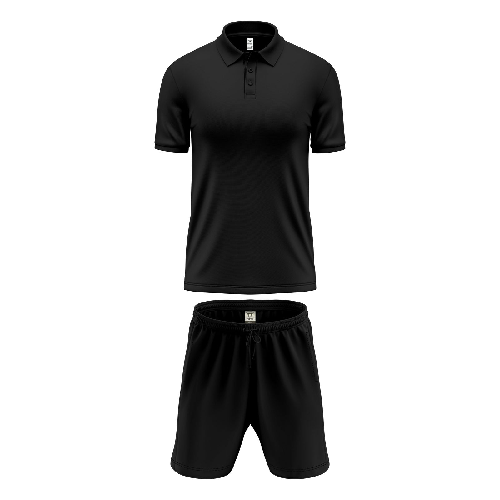 Mens Performance Polo & Shorts Set - Black TORO ACTIVA