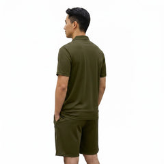 Mens Performance Polo & Shorts Set - Olive TORO ACTIVA