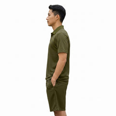 Mens Performance Polo & Shorts Set - Olive TORO ACTIVA