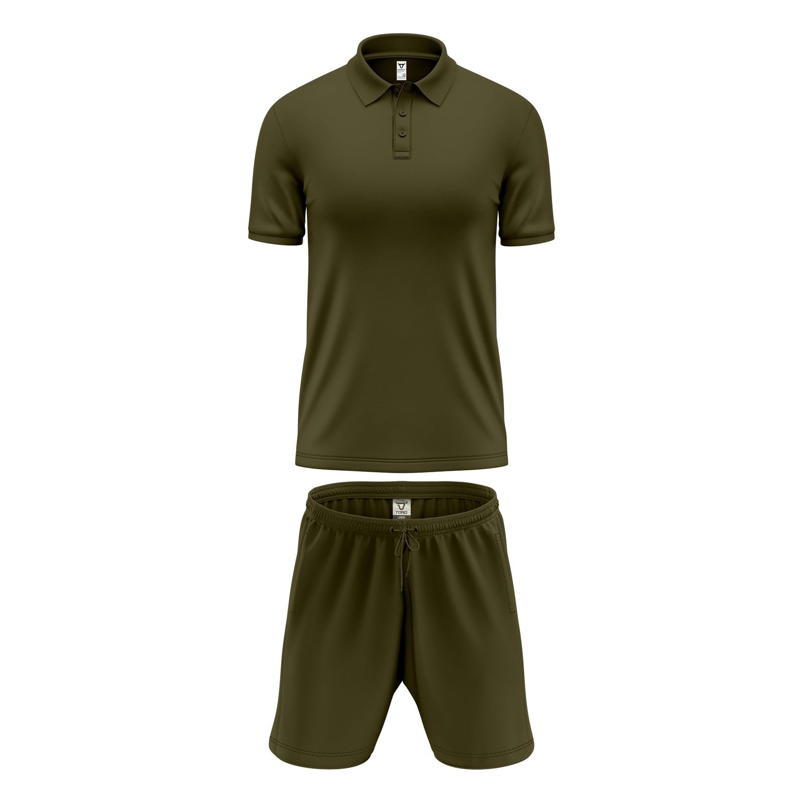 Mens Performance Polo & Shorts Set - Olive TORO ACTIVA