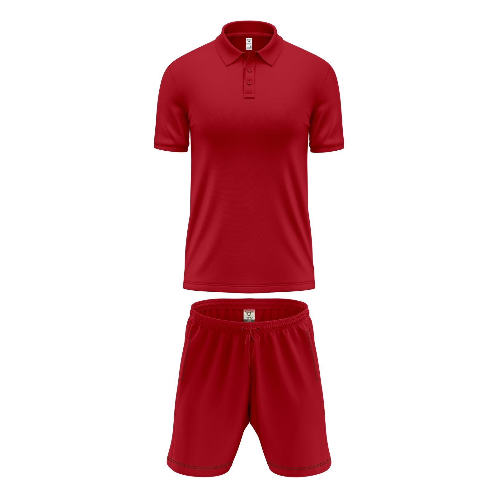 Mens Performance Polo & Shorts Set - Red TORO ACTIVA