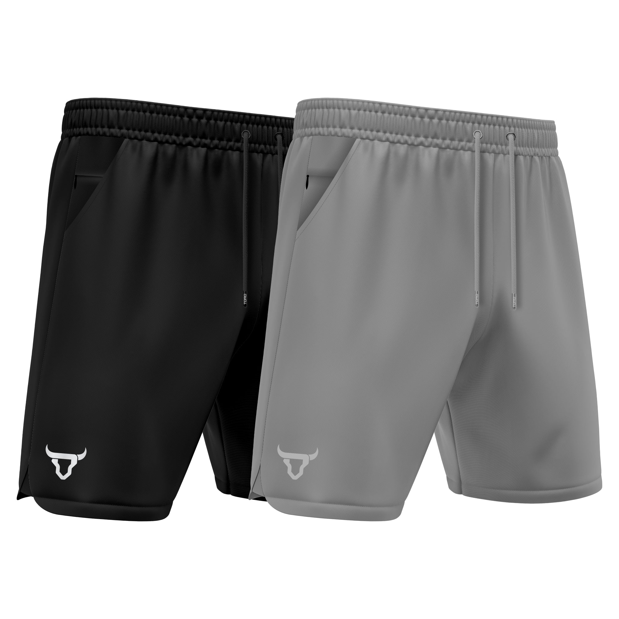 Toro Activa - Men's Running Shorts Pack of 2 Black Grey TORO ACTIVA