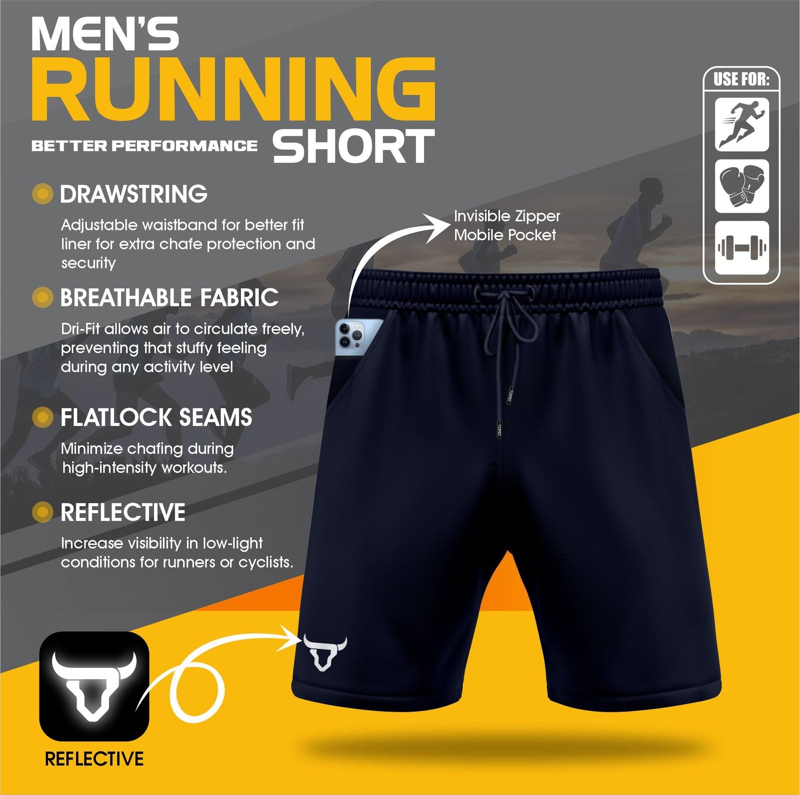 Toro Activa - Men's Running Shorts Pack of 2 - Black & Navy TORO ACTIVA
