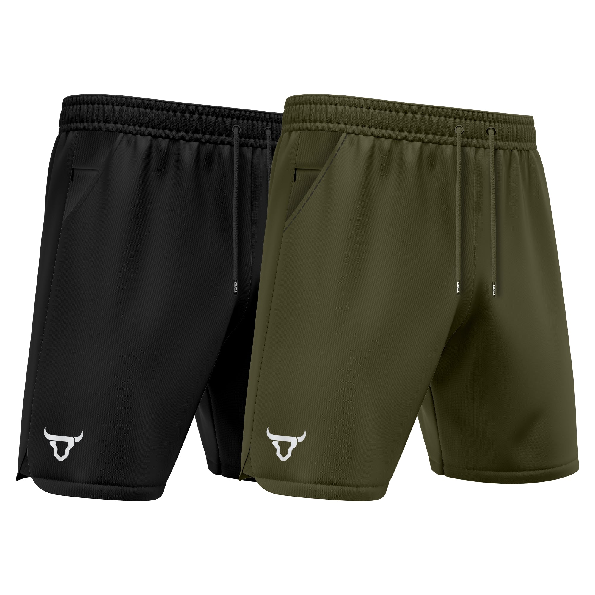 Toro Activa - Men's Running Shorts Pack of 2 Black Olive TORO ACTIVA