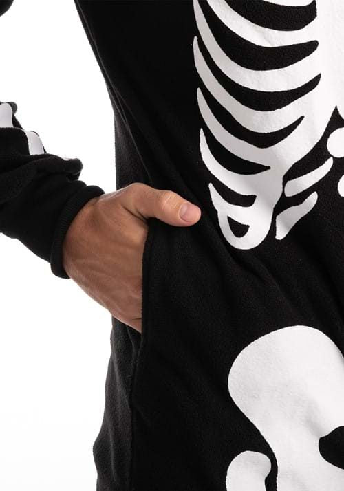 Toro Activa Mens Skeleton Print Zip Up Onesie - Black - hood detail
