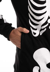 Toro Activa Mens Skeleton Print Zip Up Onesie - Black - hood detail