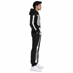 Toro Activa Mens Skeleton Print Zip Up Onesie - Black - side view