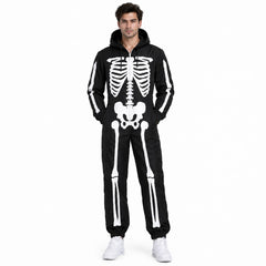Toro Activa Mens Skeleton Print Zip Up Onesie - Black - front view