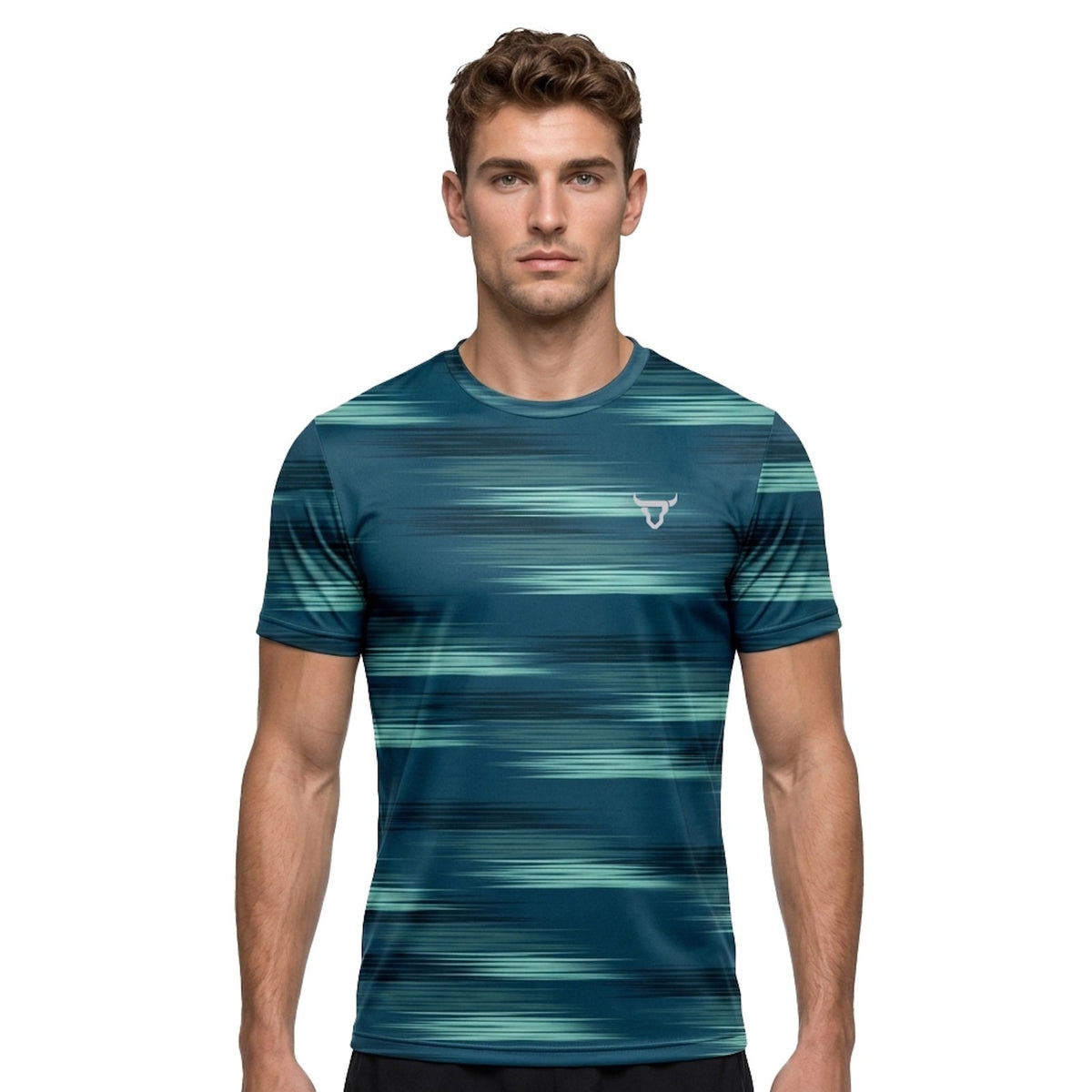 Men's Gym Sports T-Shirt Short Sleeve Athletic Running Activewear Top - Light Blue
